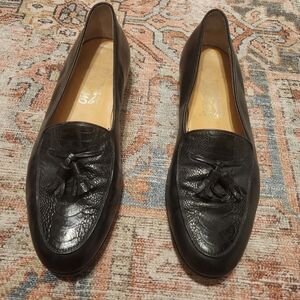 REAL Ostrich Salvatore Ferrogamo Elegant Black Loafers